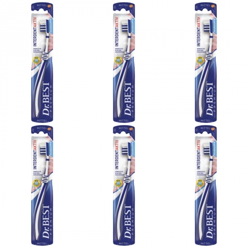 6 x Dr.Best Interdent Aktiv Kurzkopf Handzahnbrste Mittel