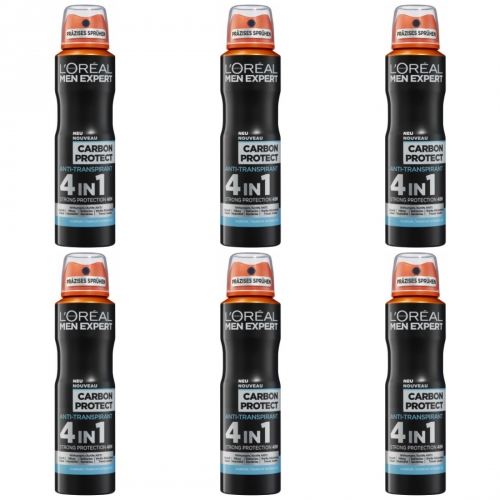 6 x LOreal Men Expert Deospray Carbon 150ml Dose