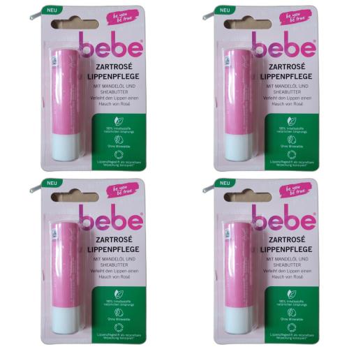 4 x Bebe Young Care Zartros Lippenpflege Lipstick Lippenpflegestift 4,9 g 