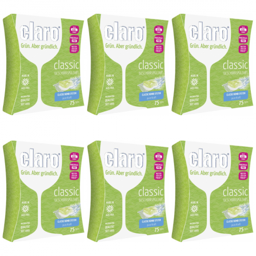 6 x Claro ko Geschirrspltabs Splmaschinentabs Classic 75 Stck
