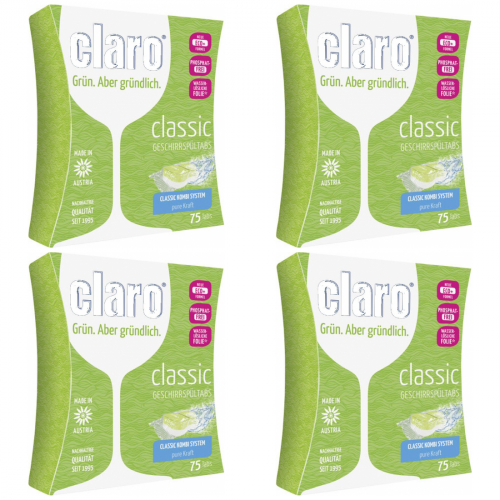 4 x Claro ko Geschirrspltabs Splmaschinentabs Classic 75 Stck