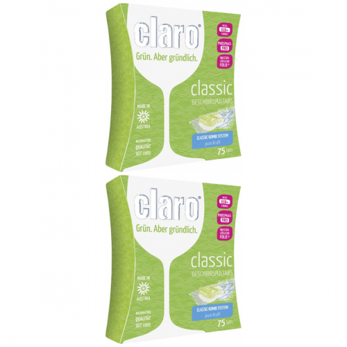 2 x Claro ko Geschirrspltabs Splmaschinentabs Classic 75 Stck