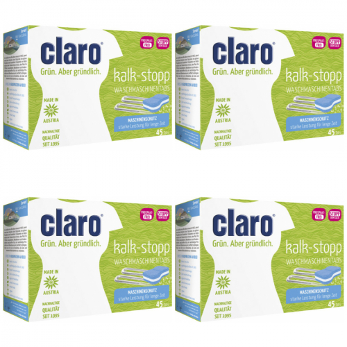 4 x Claro ko Kalkstopp Tabs Kalkentferner Waschmaschinentabs 45 Stck