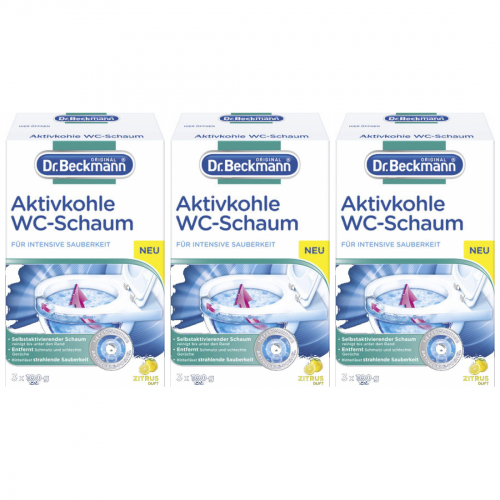 3 x Dr.Beckmann Aktivkohle WC Schaum 3x100g