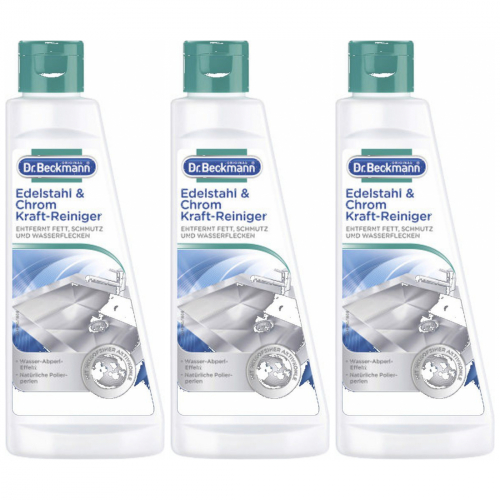 3 x Dr.Beckmann Kraftreiniger Edelstahl + Chrom 250ml Flasche