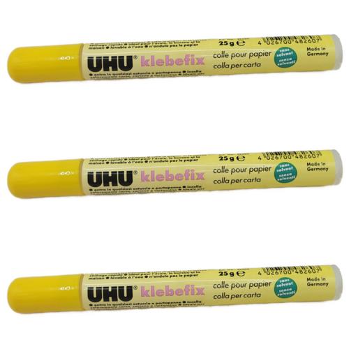 3 x Uhu Klebefix Papierkleber 25g
