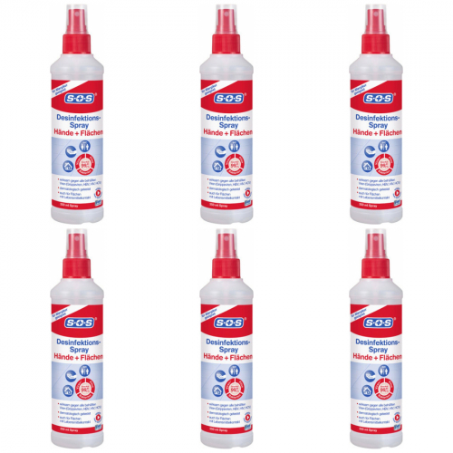 6 x SOS Desinfektionsspray 250ml Flasche
