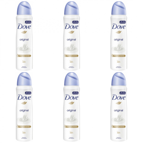 Dove Spray Original 0% Deodorant 6 x 150ml