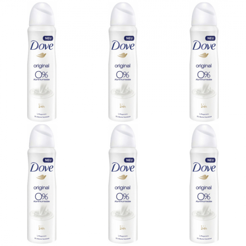 Dove Deo Spray Original 0% Deodorant Antitranspirant 6 x 150 ml