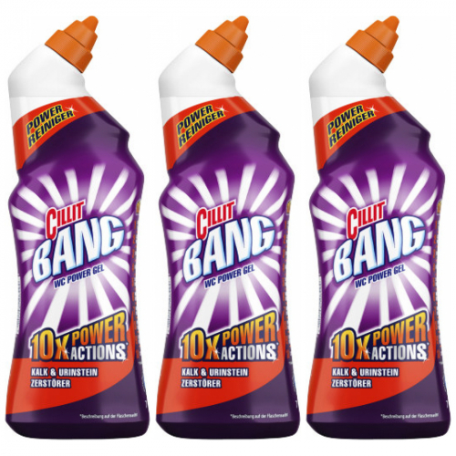 3 x Cillit Bang WC Power Gel Kalk + Urinstein 750ml Flasche