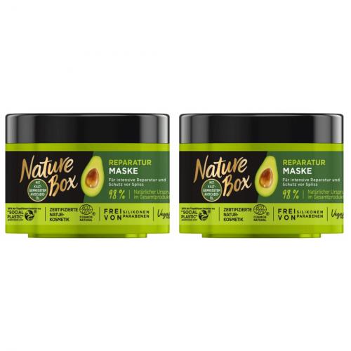 2 x Nature Box Haar Reparatur Maske Kur mit Avocado l 200ml