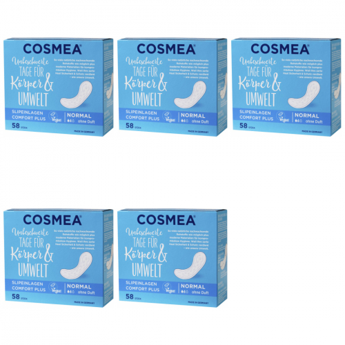 5 x Cosmea Slipeinlagen Normal ohne Duft Damenbinden Comfort Plus 58 Stück