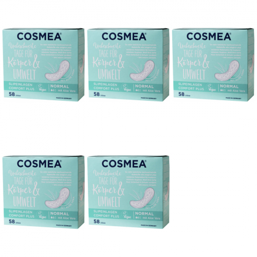 5 x Cosmea Slipeinlagen Comfort Plus Normal mit Aloe Vera Damenbinden 58 Stck