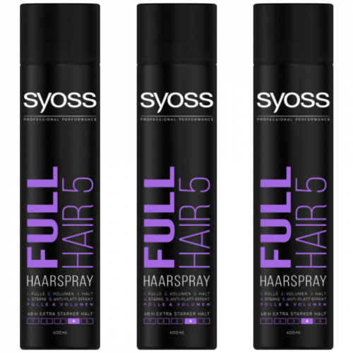 3 x Syoss Haarspray Full Hair 5 Haltegrad 4 extra stark 400 ml