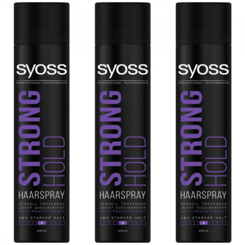 3 x Syoss Strong Hold Haarspray Haltegrad 3 400 ml