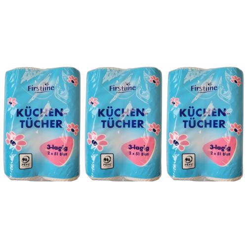 3 x Firstline Kchenrolle 3-lagig 2er