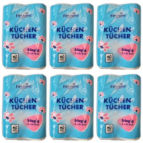6 x Firstline Kchenrolle 3-lagig 2er