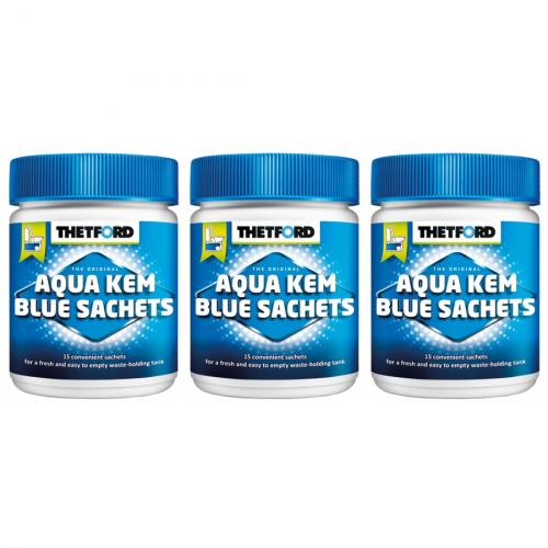 3 x Aqua Kem Blue Sachets 15 Stck  Toilette Camping Wohnmobil 