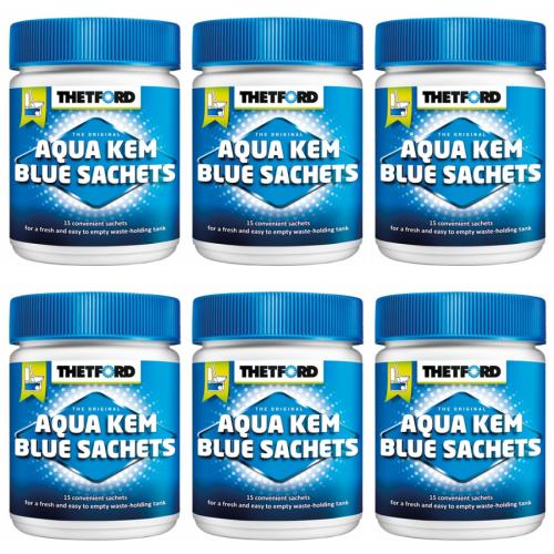 6 x Aqua Kem Blue Sachets 15 Stck  Toilette Camping Wohnmobil 
