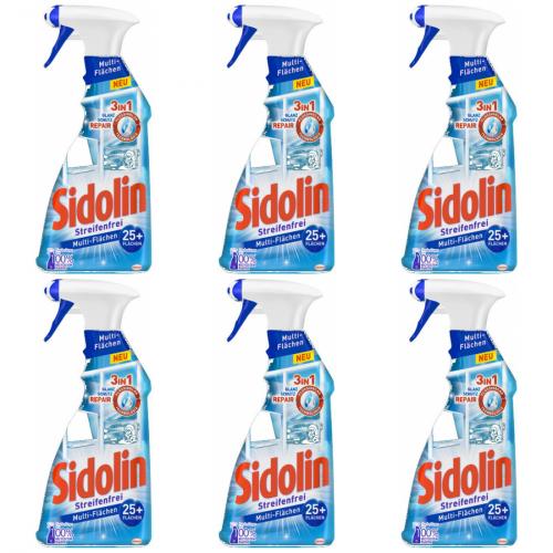 6 x Sidolin Multiflchen Streifenfrei Spray Mehrflchenreiniger 500ml