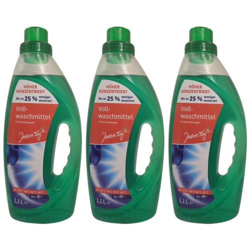 3 x JedenTag Vollwaschmittel Flssig 20 Waschladungen 1,1l Flasche