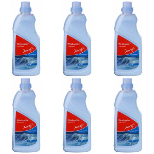 6 x JedenTag Weichspler Meeresfrische 75 Waschladungen 1,5l Flasche