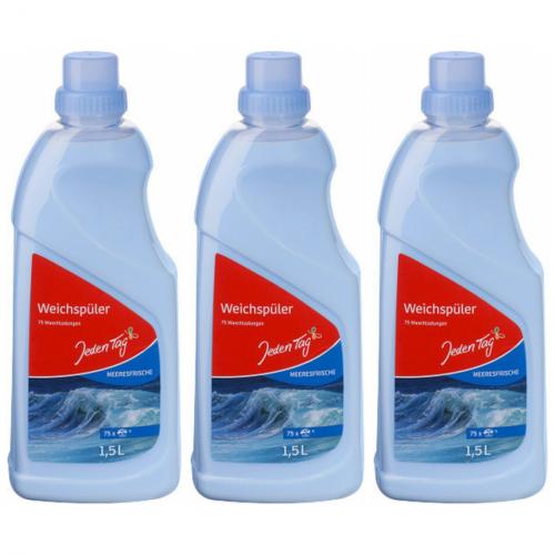 3 x JedenTag Weichspler Meeresfrische 75 Waschladungen 1,5l Flasche