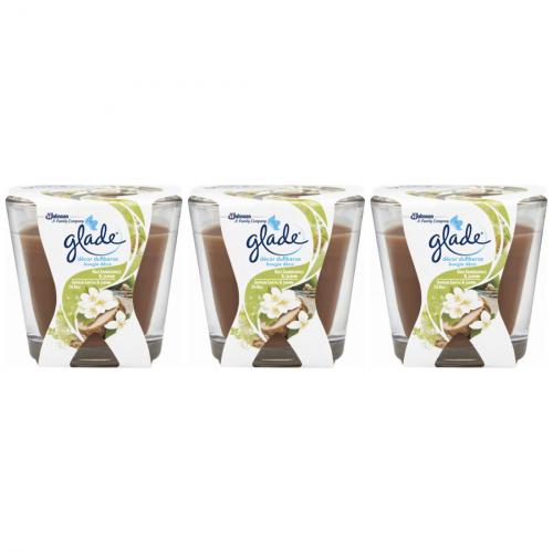 3 x Glade Decor Duftkerze im Glas Sandelholz & Jasmin Duft 70g