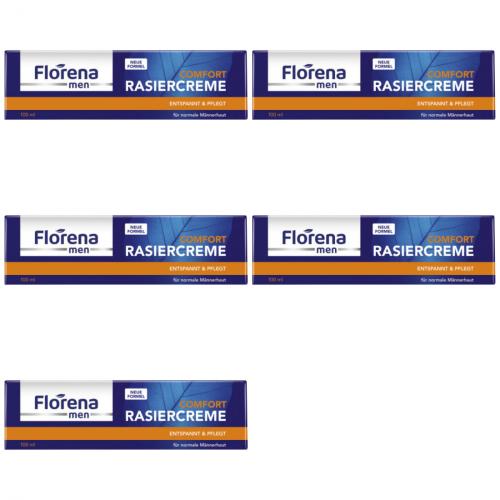 5 x Florena Men Comfort Rasiercreme Rasur 100ml