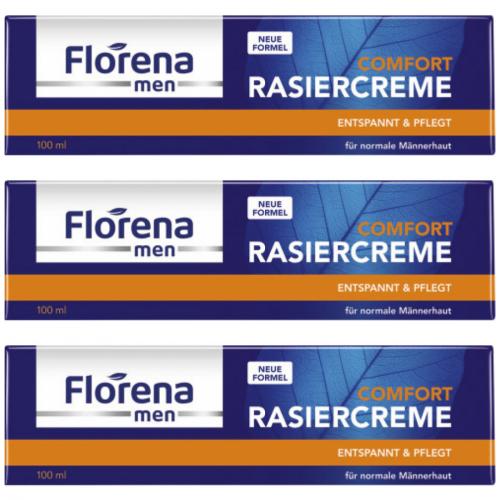 3 x Florena Men Comfort Rasiercreme Rasur 100ml