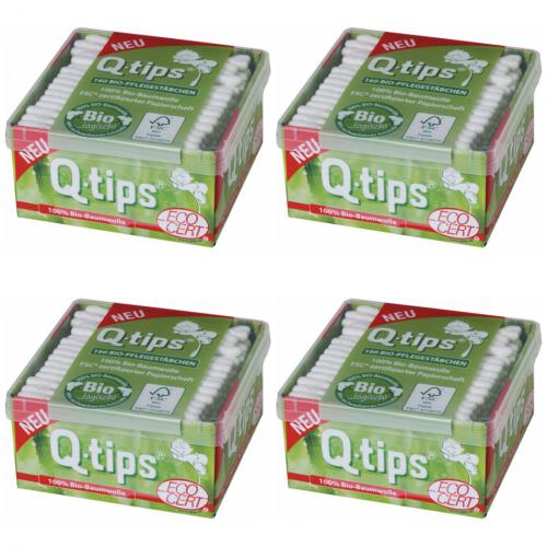 4 x Pelz Q-Tips Bio-Pflegestbchen Wattestbchen Box 160 Stck