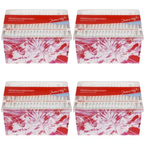 4 x JedenTag Wattestbchen Box Qtip 300 Stck