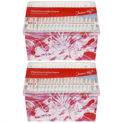 2 x JedenTag Wattestbchen Box Qtip 300 Stck