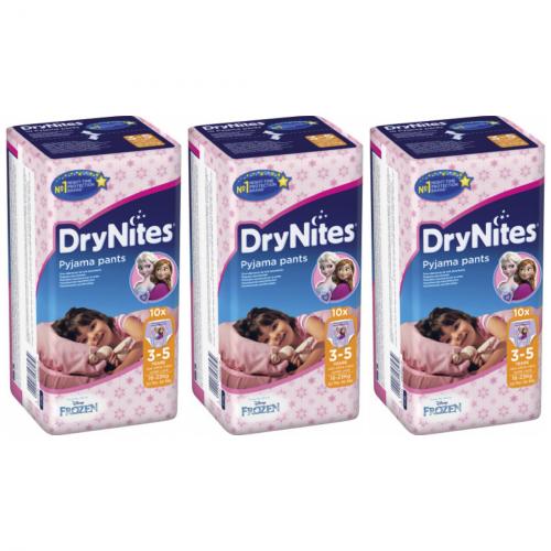 3 x Huggies DryNites Pyjamahschen Pyjama Pants Mdchen 3-5 Jahre 10 Stck