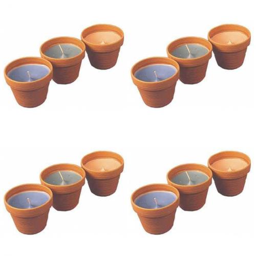4 x Citronella-Kerzen-Tontpfe 3er Set
