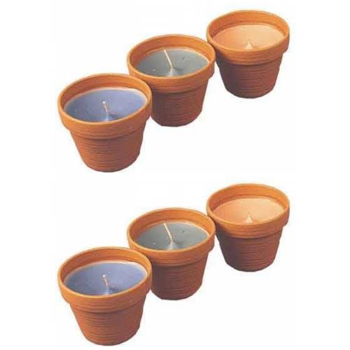 2 x Citronella-Kerzen-Tontpfe 3er Set