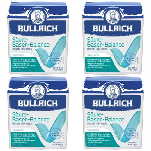 4 x Bullrich Basen-Säure-Balance Basentabletten 180 Stück