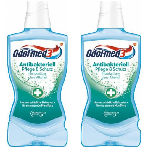 2 x Odol med 3 Mundsplung Pflege & Schutz Antibakteriell 500ml