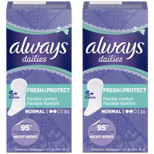 2 x Always Slipeinlage Damenbinden Fresh Protect Normal 30 Stck