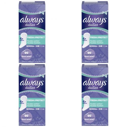 4 x Always Slipeinlage Damenbinden Fresh Protect Normal 30 Stck