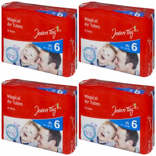 4 x JedenTag Air Dry Windeln Einwegwindeln Gre 6 XL 32 Stck