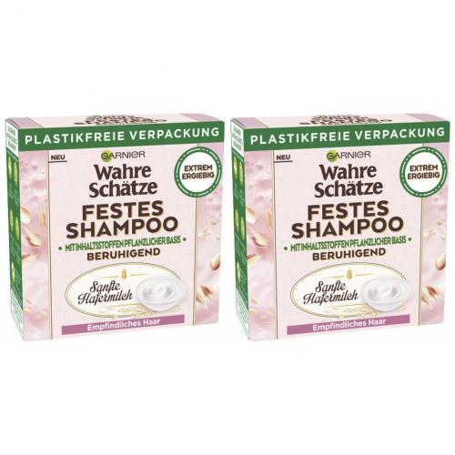 2 x Garnier Wahre Schtze Festes Shampoo Hafermilch Haarshampoo 60g