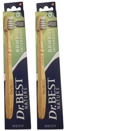 2 x Dr.Best Zahnbrste Bambus Interdental Weich Nature