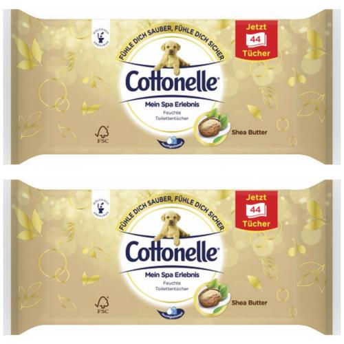 2 x Cottonelle Feuchtes Toilettenpapier mit Shea Butter Toilettentcher 44 Tcher