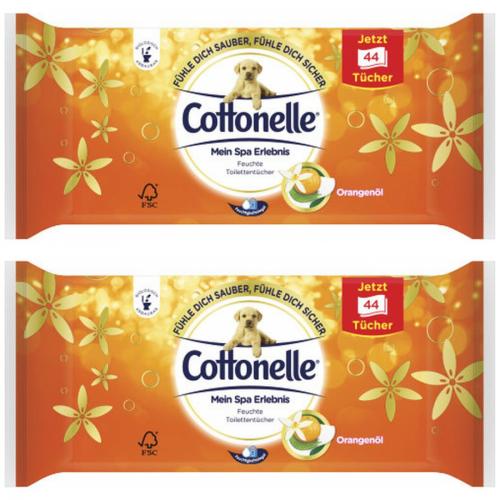 2 x Cottonelle Mein Spa Erlebnis Orangenöl Nachfüllpack Toilettentücher 44 Stück