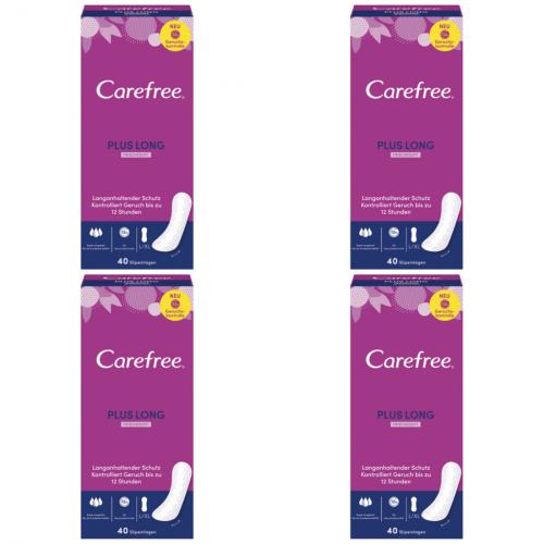 4 x Carefree Slipeinlagen Plus Long Fresh mit Frischduft Damenbinden 40 Stck