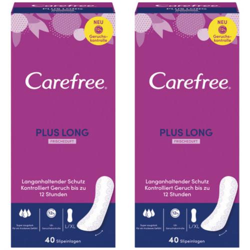 2 x Carefree Slipeinlagen Plus Long Fresh mit Frischduft Damenbinden 40 Stck