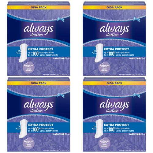 4 x Always Slipeinlagen Extra Large Fresh Damenbinden 64 Stck