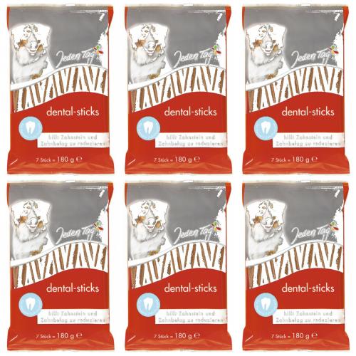 6 x JedenTag Hund dental sticks 7er 180g