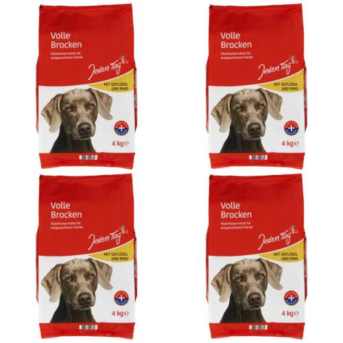 4 x JedenTag Hund trocken Geflgel + Rind 4kg